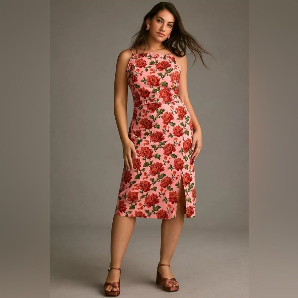 Anthropologie Ruffled Peplum Halter Dress Size XL